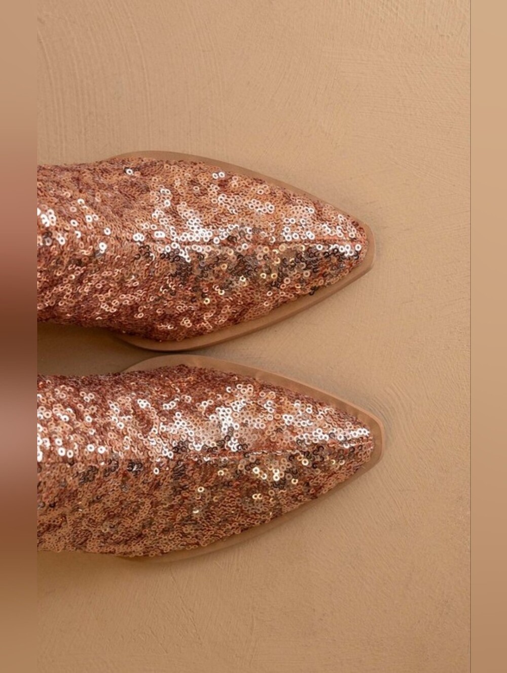 The Jewel Rose Gold Sequin Knee High Boots | Sizes 6-10 | NIB - Picture 3 of 3